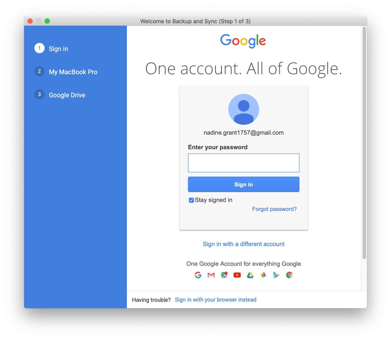 Log in to Google Drive