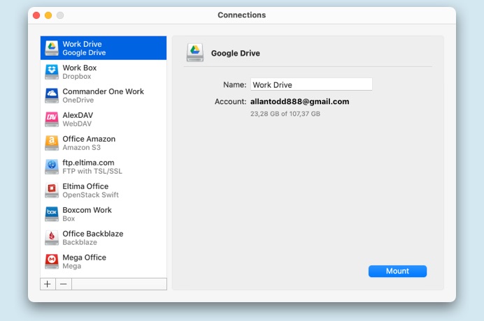 CloudMounter Google Drive connection