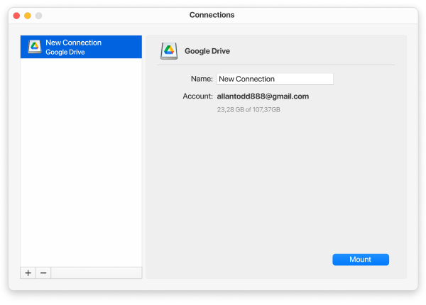 Anmeldeinformationen für das Google Drive-Konto