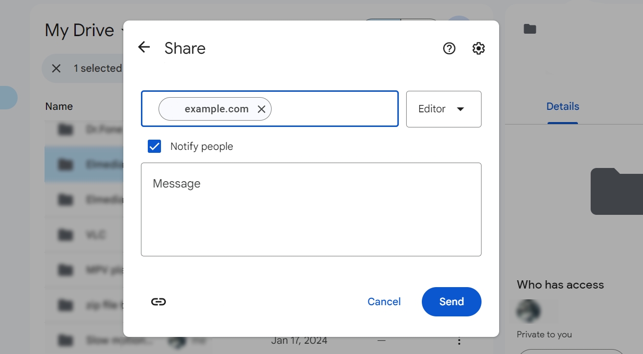 Sharing File on Google Drive