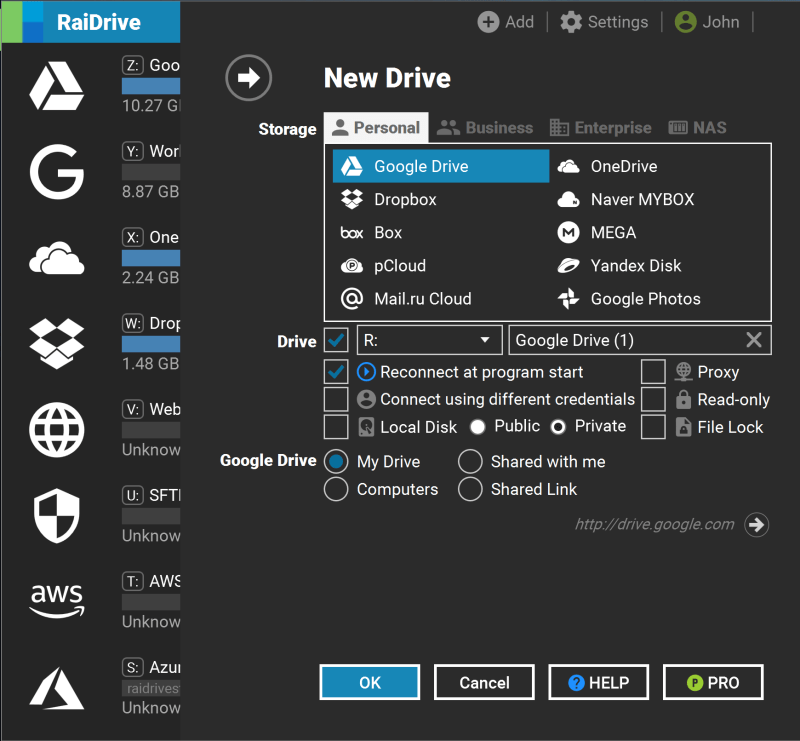 RaiDrive - cloud storage