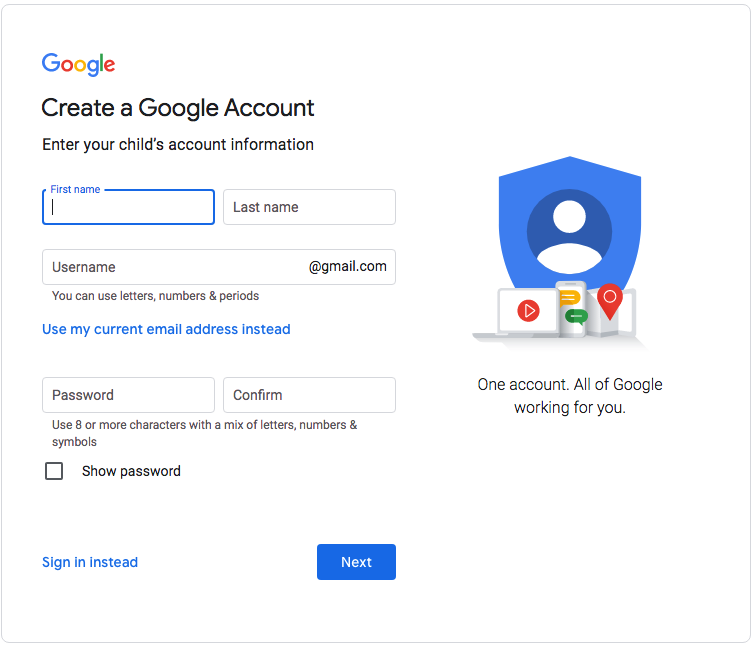 create a new Google Drive account