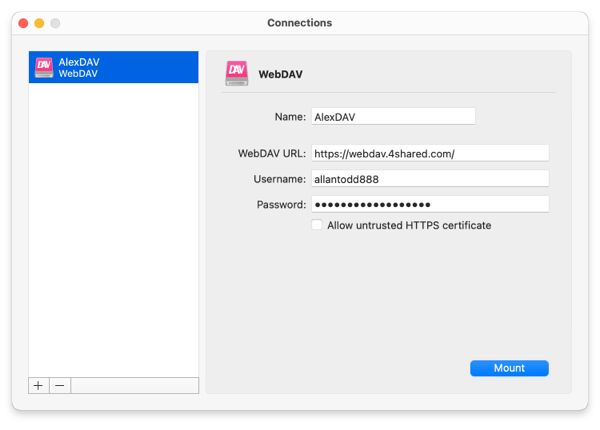 create webdav client filecloud