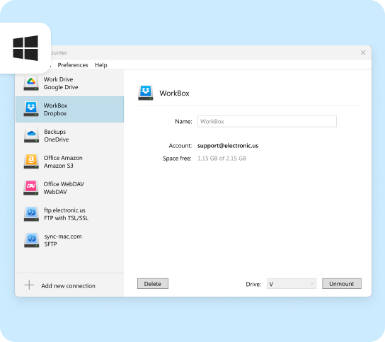 Dropbox connection Windows