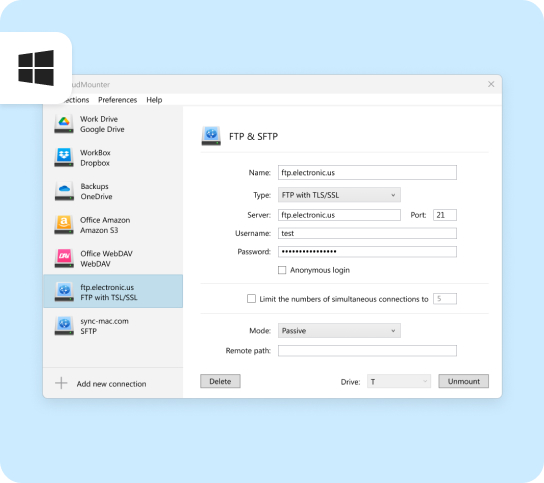 SFTP connection Windows