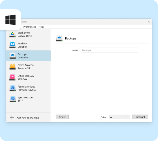 OneDrive connection Windows