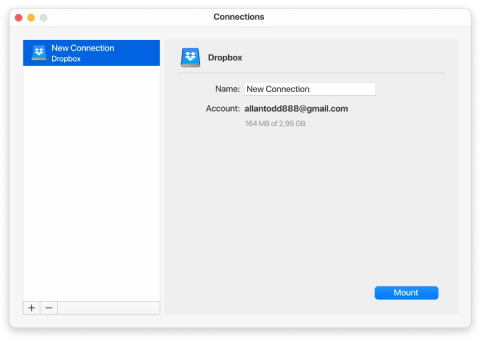 Dropbox setting in CloudMounter on Mac