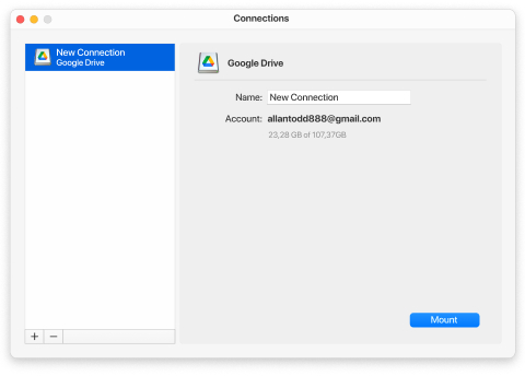 Google Drive setting in CloudMounter on Mac