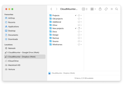Dropbox as a network drive in Finder