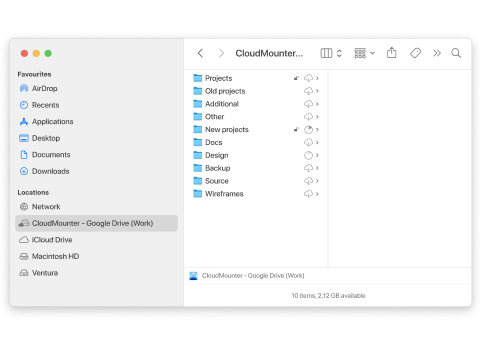 Google Drive as a network drive in Finder