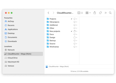MEGA as a drive in Finder