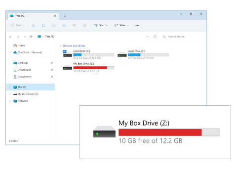 Box as a network location in File Explorer