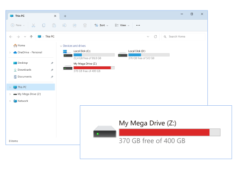 MEGA as a network drive in File Explorer