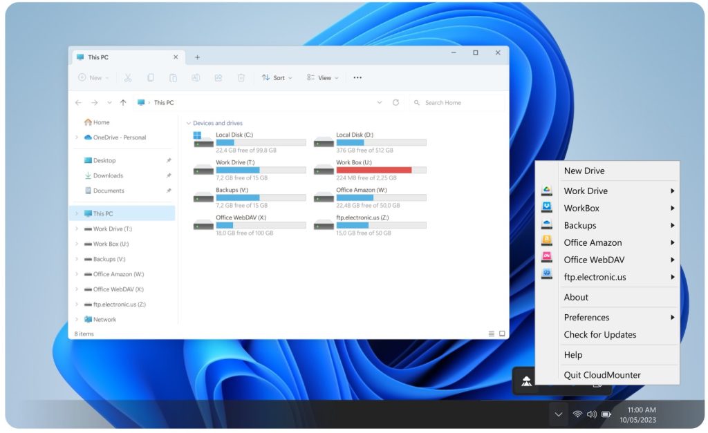 CloudMounterでWebDAVをローカルドライブとして使用 CloudMounter