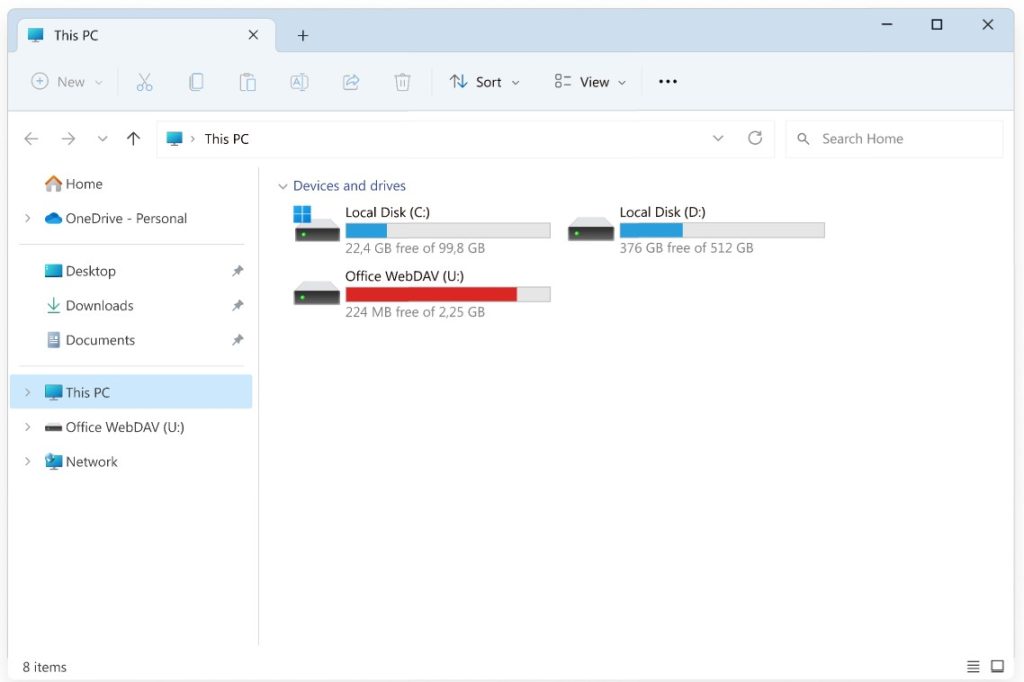 将 WebDAV 挂载为 Windows 本地驱动器