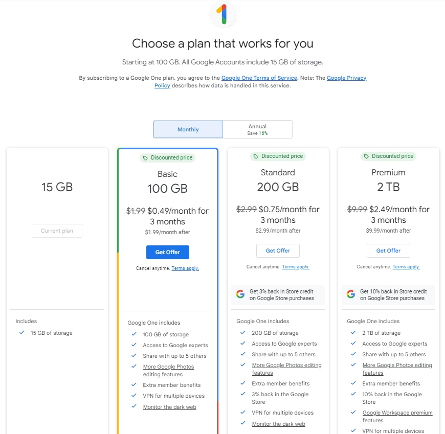 Storage Space on Google Drive