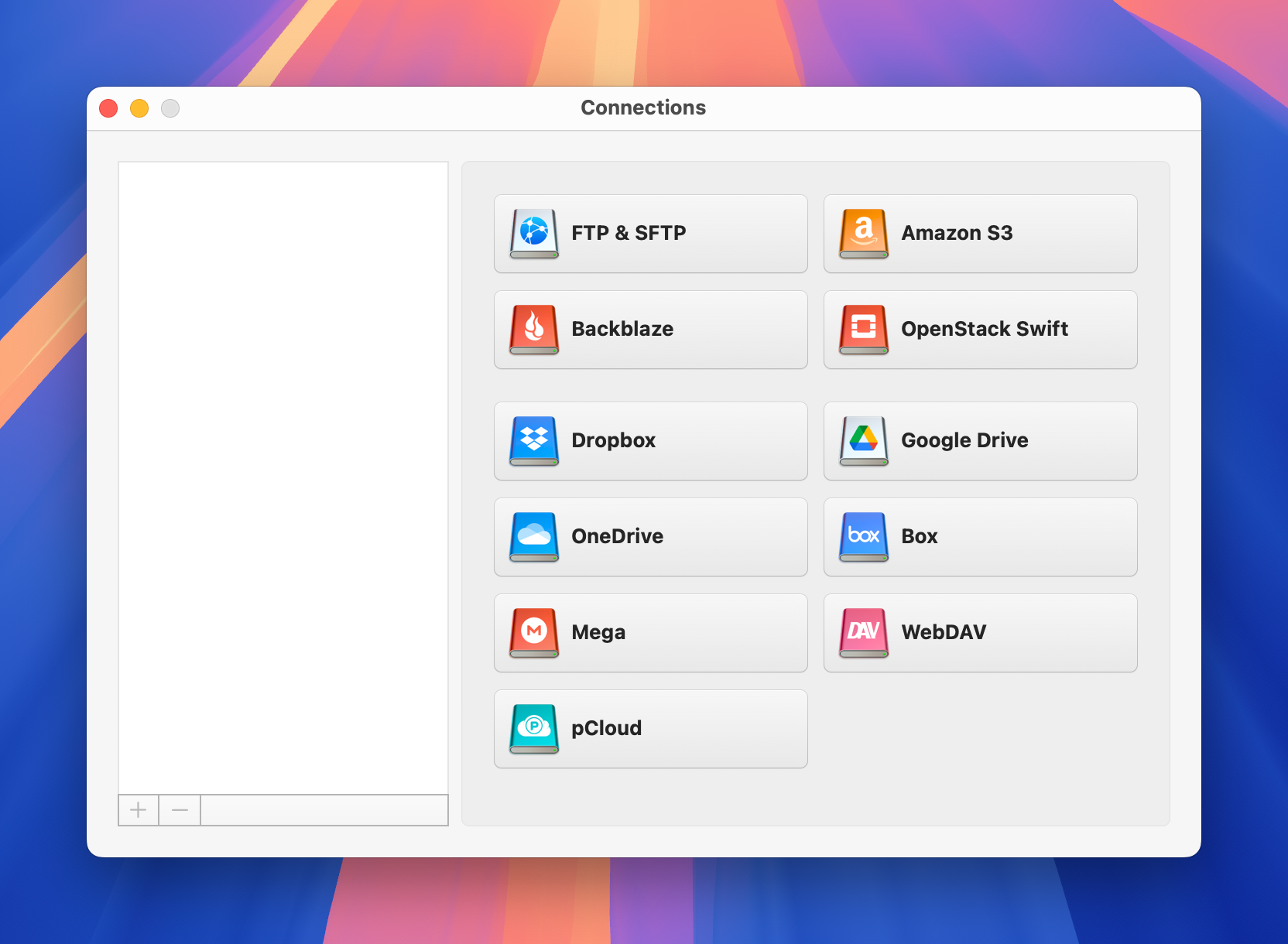 Choose WebDAV in CloudMounter on Mac Select WebDAV connection in CloudMounter on macOS