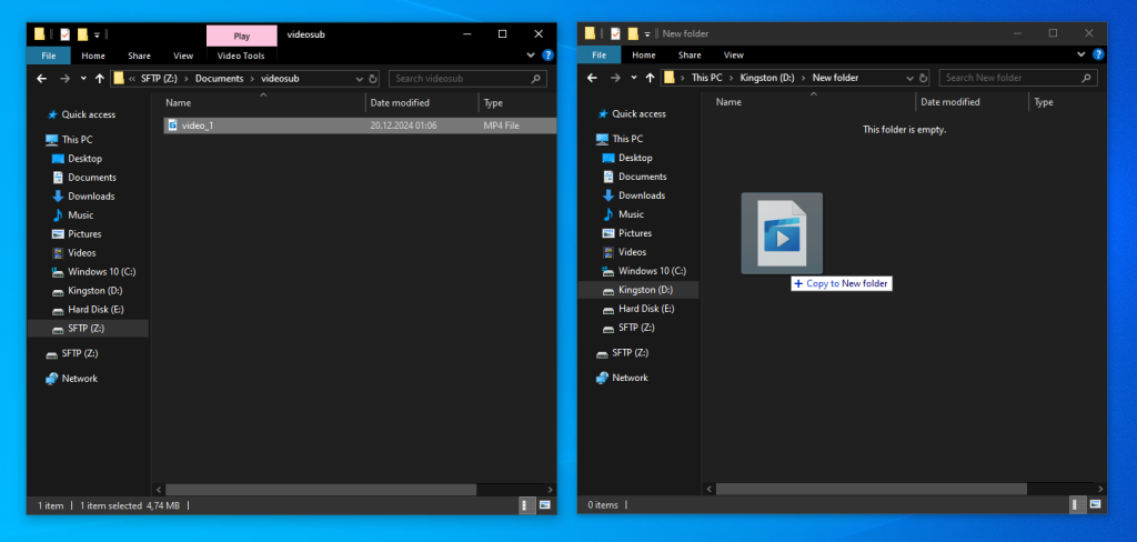 Moving files from the SFTP server to the local storage Transferring files between an SFTP server and computer