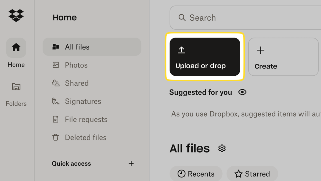 File uploading to Dropbox