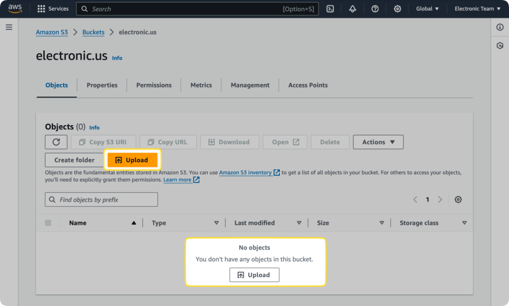 File uploading in Amazon S3
