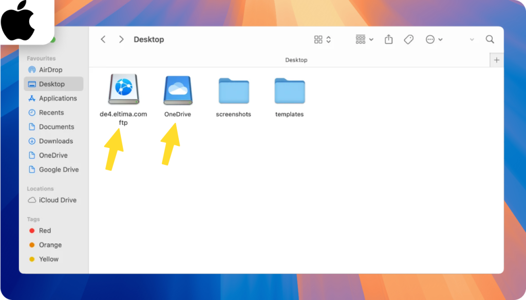 OneDrive and FTP mounting in Finder FTP server and OneDrive folder display on Finder