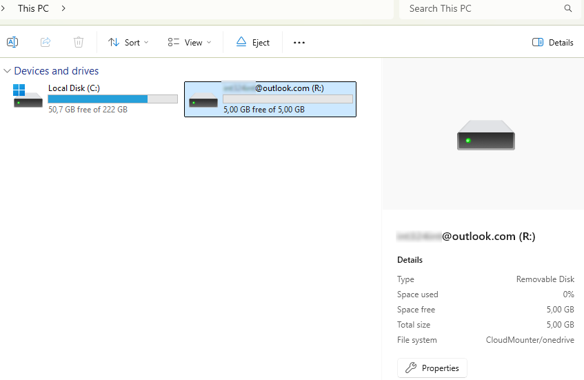 OneDrive in File Explorer on Windows