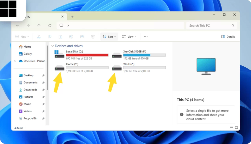 Cloud storage as drives in File Explorer