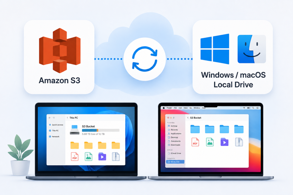 Mounting AWS S3 buckets as drives on EC2 Windows and Mac instances